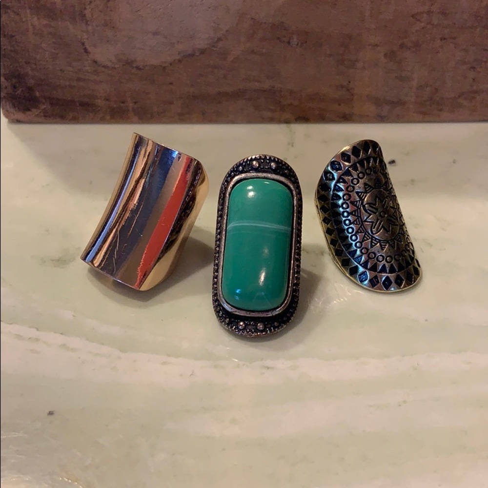 Three chunky fashion rings
